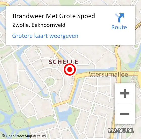 Locatie op kaart van de 112 melding: Brandweer Met Grote Spoed Naar Zwolle, Eekhoornveld op 13 januari 2018 11:45