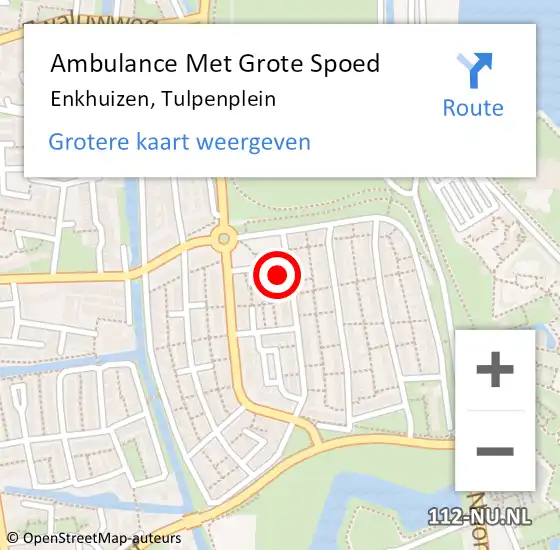 Locatie op kaart van de 112 melding: Ambulance Met Grote Spoed Naar Enkhuizen, Tulpenplein op 13 januari 2018 12:50