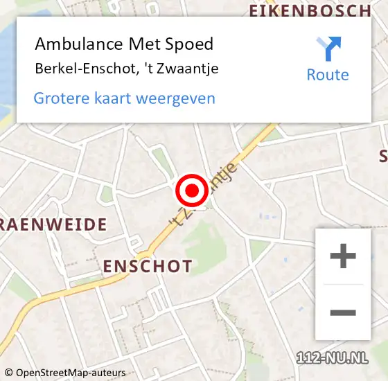 Locatie op kaart van de 112 melding: Ambulance Met Spoed Naar Berkel-Enschot, 't Zwaantje op 13 januari 2018 14:03