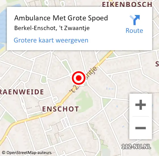 Locatie op kaart van de 112 melding: Ambulance Met Grote Spoed Naar Berkel-Enschot, 't Zwaantje op 13 januari 2018 14:04