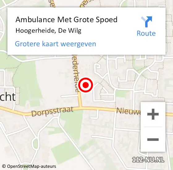 Locatie op kaart van de 112 melding: Ambulance Met Grote Spoed Naar Hoogerheide, De Wilg op 13 januari 2018 14:41