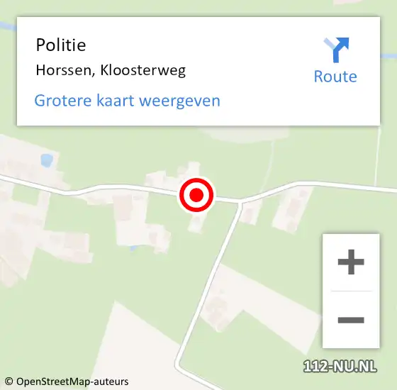 Locatie op kaart van de 112 melding: Politie Horssen, Kloosterweg op 13 januari 2018 14:47