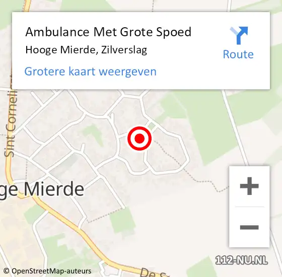 Locatie op kaart van de 112 melding: Ambulance Met Grote Spoed Naar Hooge Mierde, Zilverslag op 13 januari 2018 18:19