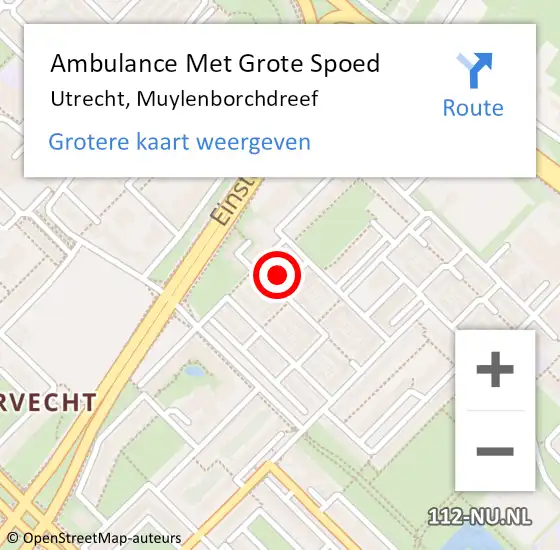 Locatie op kaart van de 112 melding: Ambulance Met Grote Spoed Naar Utrecht, Muylenborchdreef op 13 januari 2018 21:36