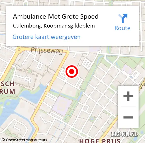 Locatie op kaart van de 112 melding: Ambulance Met Grote Spoed Naar Culemborg, Koopmansgildeplein op 13 januari 2018 21:39