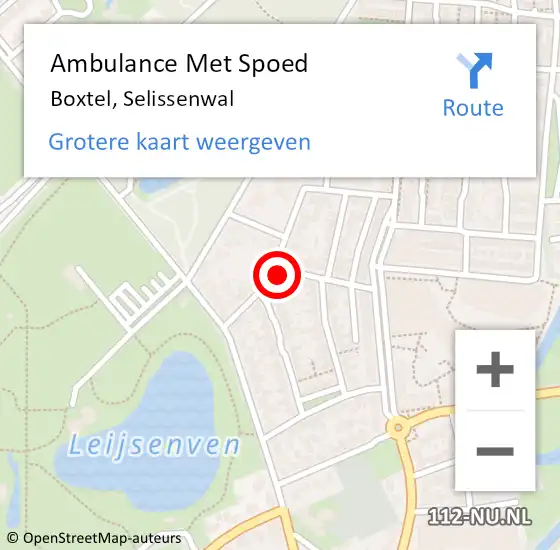 Locatie op kaart van de 112 melding: Ambulance Met Spoed Naar Boxtel, Selissenwal op 13 januari 2018 21:43