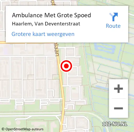 Locatie op kaart van de 112 melding: Ambulance Met Grote Spoed Naar Haarlem, Van Deventerstraat op 13 januari 2018 23:38