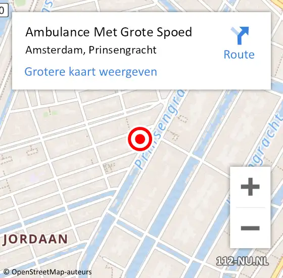 Locatie op kaart van de 112 melding: Ambulance Met Grote Spoed Naar Amsterdam, Prinsengracht op 14 januari 2018 00:16