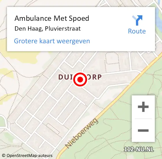 Locatie op kaart van de 112 melding: Ambulance Met Spoed Naar Den Haag, Pluvierstraat op 14 januari 2018 00:39