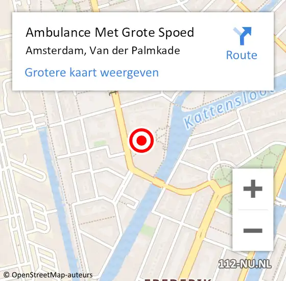 Locatie op kaart van de 112 melding: Ambulance Met Grote Spoed Naar Amsterdam, Van der Palmkade op 14 januari 2018 01:35