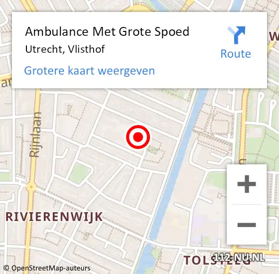 Locatie op kaart van de 112 melding: Ambulance Met Grote Spoed Naar Utrecht, Vlisthof op 14 januari 2018 04:27