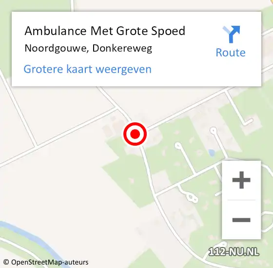 Locatie op kaart van de 112 melding: Ambulance Met Grote Spoed Naar Noordgouwe, Donkereweg op 14 januari 2018 05:23