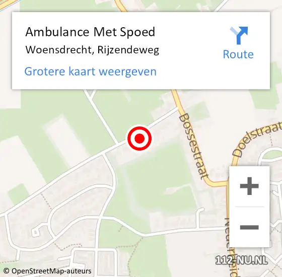 Locatie op kaart van de 112 melding: Ambulance Met Spoed Naar Woensdrecht, Rijzendeweg op 14 januari 2018 08:42