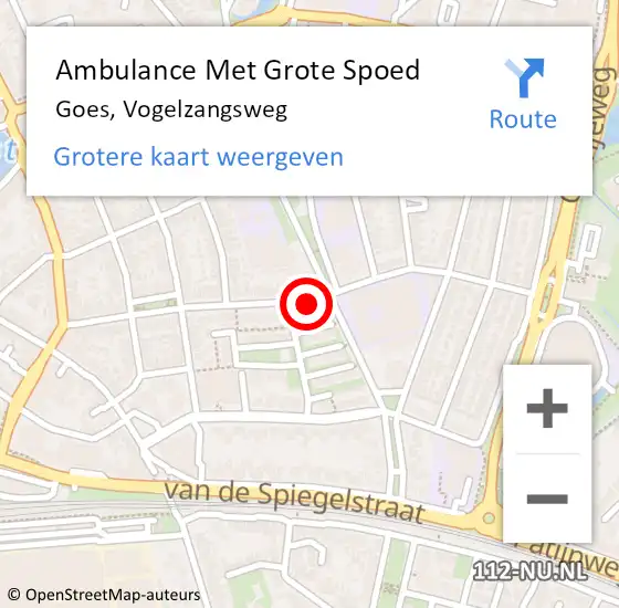 Locatie op kaart van de 112 melding: Ambulance Met Grote Spoed Naar Goes, Vogelzangsweg op 14 januari 2018 08:49