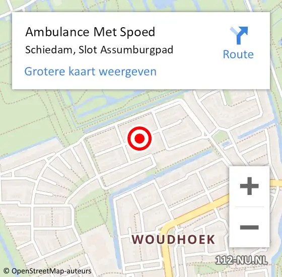 Locatie op kaart van de 112 melding: Ambulance Met Spoed Naar Schiedam, Slot Assumburgpad op 14 januari 2018 10:42