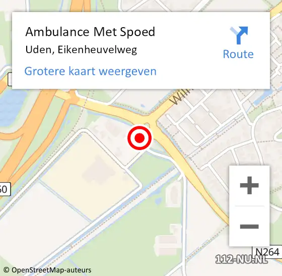 Locatie op kaart van de 112 melding: Ambulance Met Spoed Naar Uden, Eikenheuvelweg op 14 januari 2018 10:48