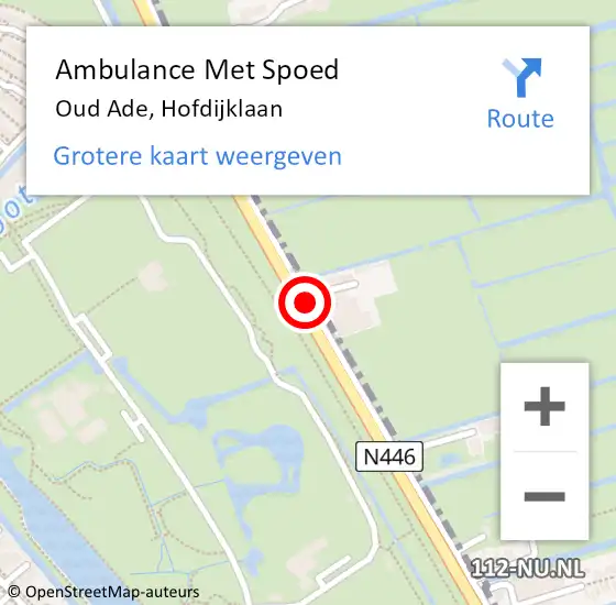 Locatie op kaart van de 112 melding: Ambulance Met Spoed Naar Oud Ade, Hofdijklaan op 14 januari 2018 11:08
