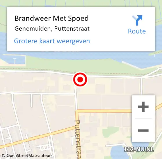 Locatie op kaart van de 112 melding: Brandweer Met Spoed Naar Genemuiden, Puttenstraat op 14 januari 2018 12:42