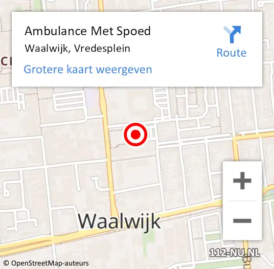 Locatie op kaart van de 112 melding: Ambulance Met Spoed Naar Waalwijk, Vredesplein op 14 januari 2018 16:16