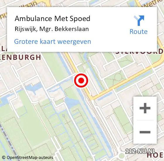 Locatie op kaart van de 112 melding: Ambulance Met Spoed Naar Rijswijk, Mgr. Bekkerslaan op 15 januari 2018 09:48