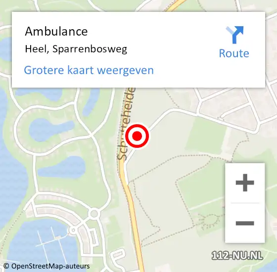 Locatie op kaart van de 112 melding: Ambulance Heel, Sparrenbosweg op 15 januari 2018 11:57