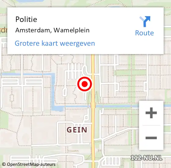 Locatie op kaart van de 112 melding: Politie Amsterdam, Wamelplein op 13 februari 2014 08:54
