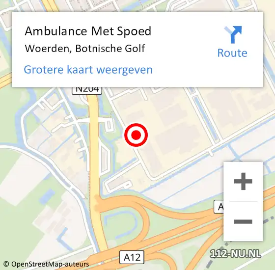 Locatie op kaart van de 112 melding: Ambulance Met Spoed Naar Woerden, Botnische Golf op 15 januari 2018 15:40