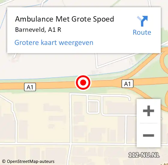 Locatie op kaart van de 112 melding: Ambulance Met Grote Spoed Naar Barneveld, A1 R op 15 januari 2018 17:20