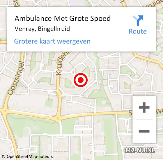 Locatie op kaart van de 112 melding: Ambulance Met Grote Spoed Naar Venray, Bingelkruid op 15 januari 2018 19:27