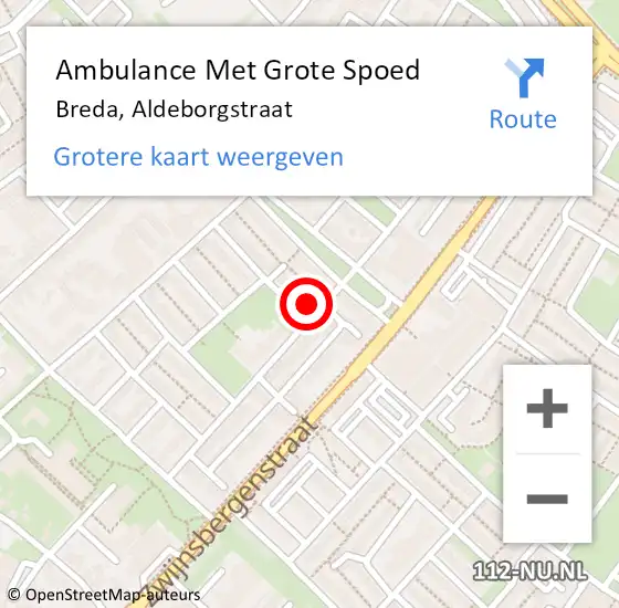 Locatie op kaart van de 112 melding: Ambulance Met Grote Spoed Naar Breda, Aldeborgstraat op 16 januari 2018 08:38