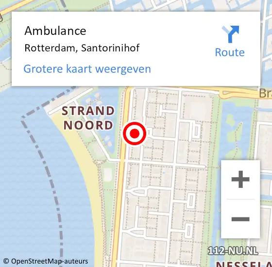 Locatie op kaart van de 112 melding: Ambulance Rotterdam, Santorinihof op 16 januari 2018 08:41