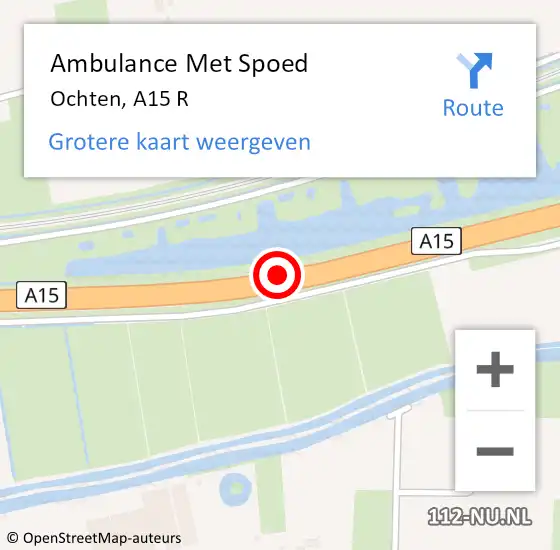 Locatie op kaart van de 112 melding: Ambulance Met Spoed Naar Ochten, A15 R op 16 januari 2018 08:42