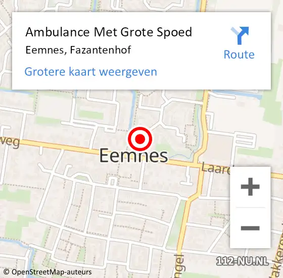 Locatie op kaart van de 112 melding: Ambulance Met Grote Spoed Naar Eemnes, Fazantenhof op 16 januari 2018 10:23