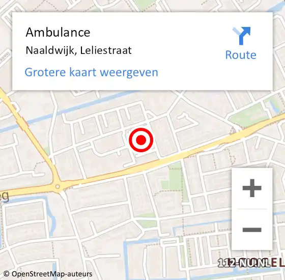 Locatie op kaart van de 112 melding: Ambulance Naaldwijk, Leliestraat op 16 januari 2018 12:46