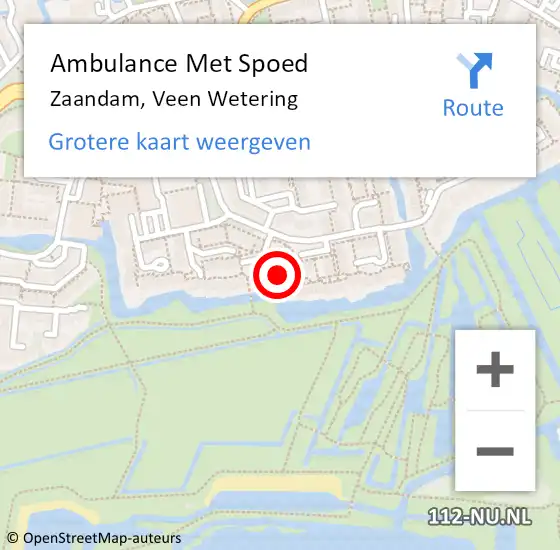 Locatie op kaart van de 112 melding: Ambulance Met Spoed Naar Zaandam, Veen Wetering op 16 januari 2018 12:52