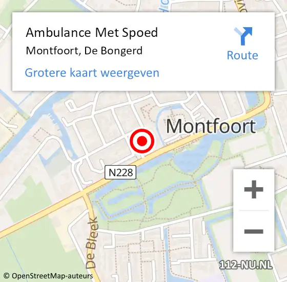 Locatie op kaart van de 112 melding: Ambulance Met Spoed Naar Montfoort, De Bongerd op 16 januari 2018 15:25