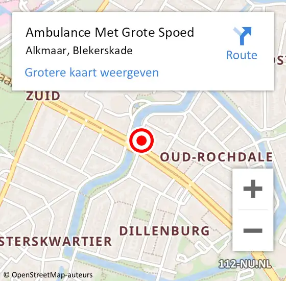Locatie op kaart van de 112 melding: Ambulance Met Grote Spoed Naar Alkmaar, Blekerskade op 16 januari 2018 15:46