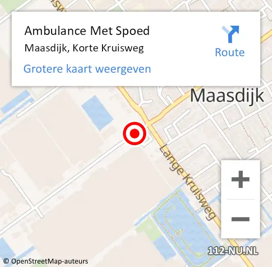 Locatie op kaart van de 112 melding: Ambulance Met Spoed Naar Maasdijk, Korte Kruisweg op 16 januari 2018 15:52