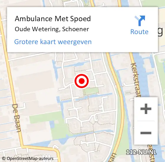 Locatie op kaart van de 112 melding: Ambulance Met Spoed Naar Oude Wetering, Schoener op 16 januari 2018 17:27