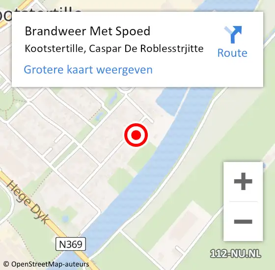 Locatie op kaart van de 112 melding: Brandweer Met Spoed Naar Kootstertille, Caspar De Roblesstrjitte op 16 januari 2018 18:45