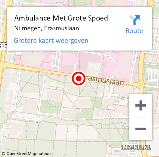 Locatie op kaart van de 112 melding: Ambulance Met Grote Spoed Naar Nijmegen, Erasmuslaan op 16 januari 2018 20:33