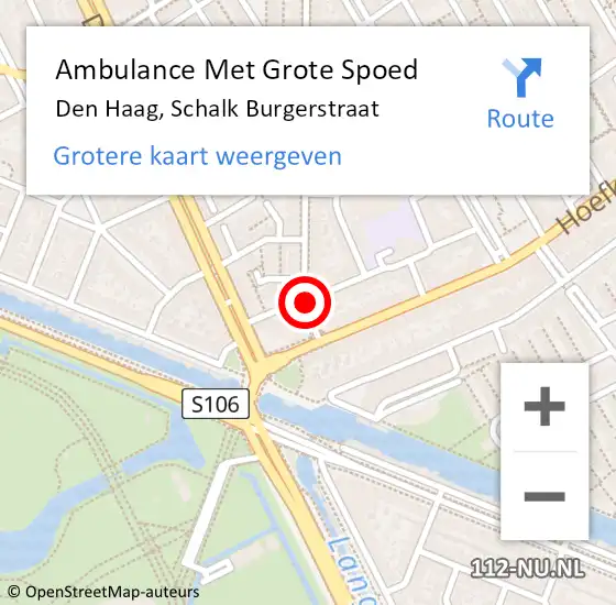 Locatie op kaart van de 112 melding: Ambulance Met Grote Spoed Naar Den Haag, Schalk Burgerstraat op 16 januari 2018 23:40