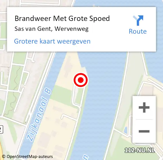 Locatie op kaart van de 112 melding: Brandweer Met Grote Spoed Naar Sas van Gent, Wervenweg op 17 januari 2018 02:28
