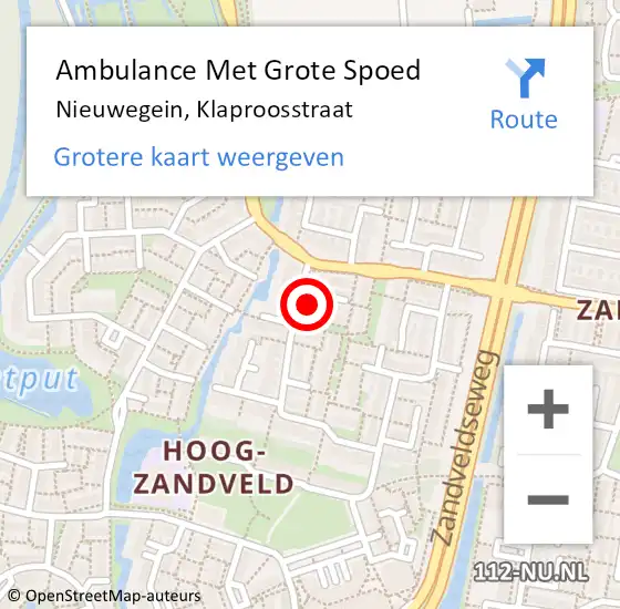 Locatie op kaart van de 112 melding: Ambulance Met Grote Spoed Naar Nieuwegein, Klaproosstraat op 17 januari 2018 03:31