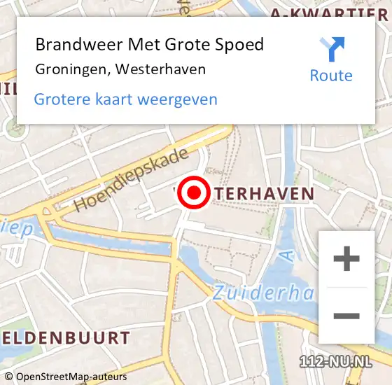 Locatie op kaart van de 112 melding: Brandweer Met Grote Spoed Naar Groningen, Westerhaven op 17 januari 2018 07:39