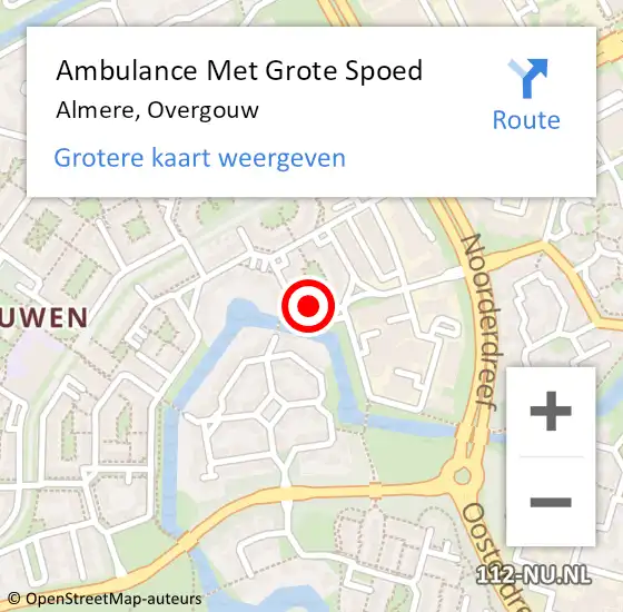 Locatie op kaart van de 112 melding: Ambulance Met Grote Spoed Naar Almere, Overgouw op 17 januari 2018 08:41