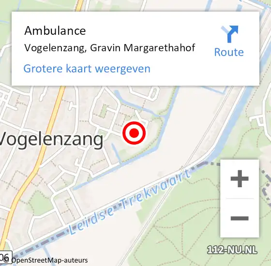 Locatie op kaart van de 112 melding: Ambulance Vogelenzang, Gravin Margarethahof op 17 januari 2018 10:06