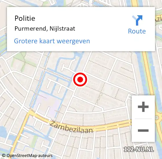 Locatie op kaart van de 112 melding: Politie Purmerend, Nijlstraat op 17 januari 2018 11:34