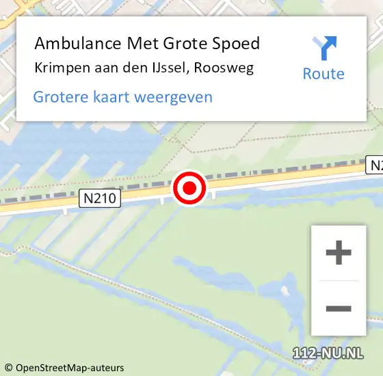 Locatie op kaart van de 112 melding: Ambulance Met Grote Spoed Naar Krimpen aan den IJssel, Roosweg op 17 januari 2018 12:06