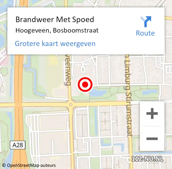 Locatie op kaart van de 112 melding: Brandweer Met Spoed Naar Hoogeveen, Bosboomstraat op 17 januari 2018 12:09